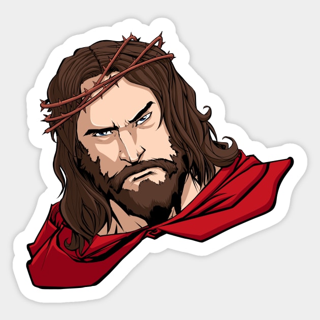 Jesus Superhero Portrait Sticker by Malchev